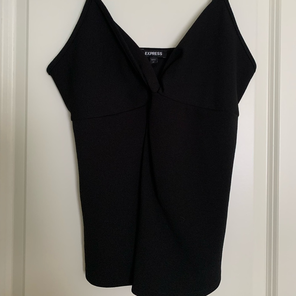 Express tank top, black with tie detail in top, size m